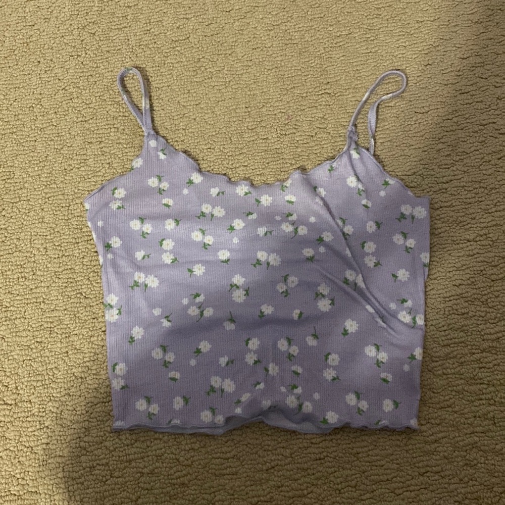 purple cropped tank top.